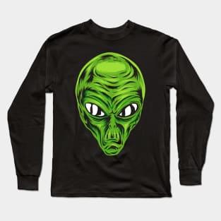 Alien Face Trick or Treat Halloween Costume Long Sleeve T-Shirt